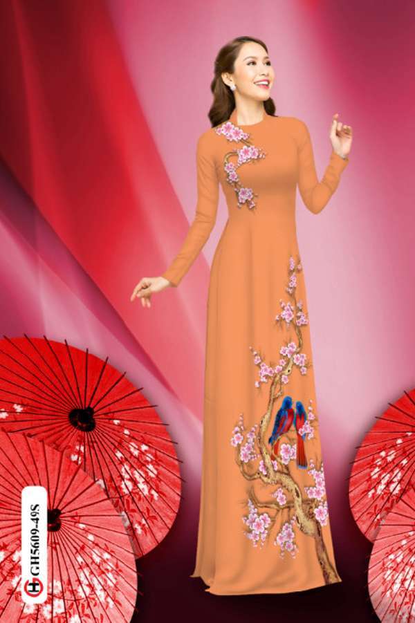 Vải Áo Dài Hoa Đào Và Chim Vừa Ra AD GH5609 43 Vải Áo Dài Hoa Đào Và Chim Vừa Ra AD GH5609