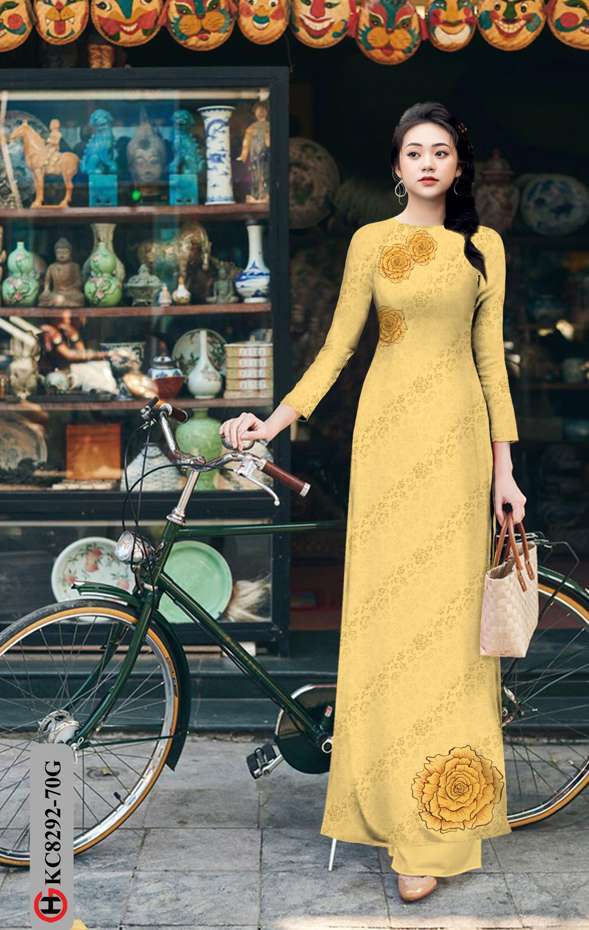 Vải Áo Dài Hoa Hồng Độc Đáo AD KC8292 34 Vải Áo Dài Hoa Hồng Độc Đáo AD KC8292