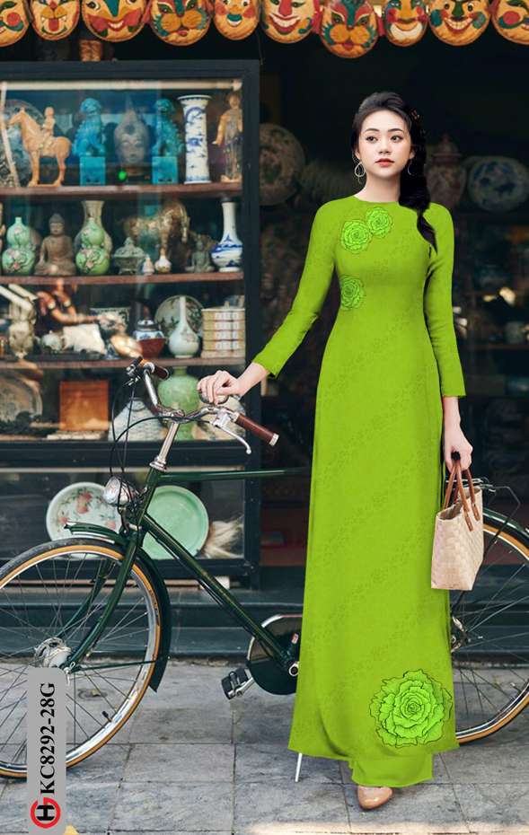 Vải Áo Dài Hoa Hồng Độc Đáo AD KC8292 42 Vải Áo Dài Hoa Hồng Độc Đáo AD KC8292