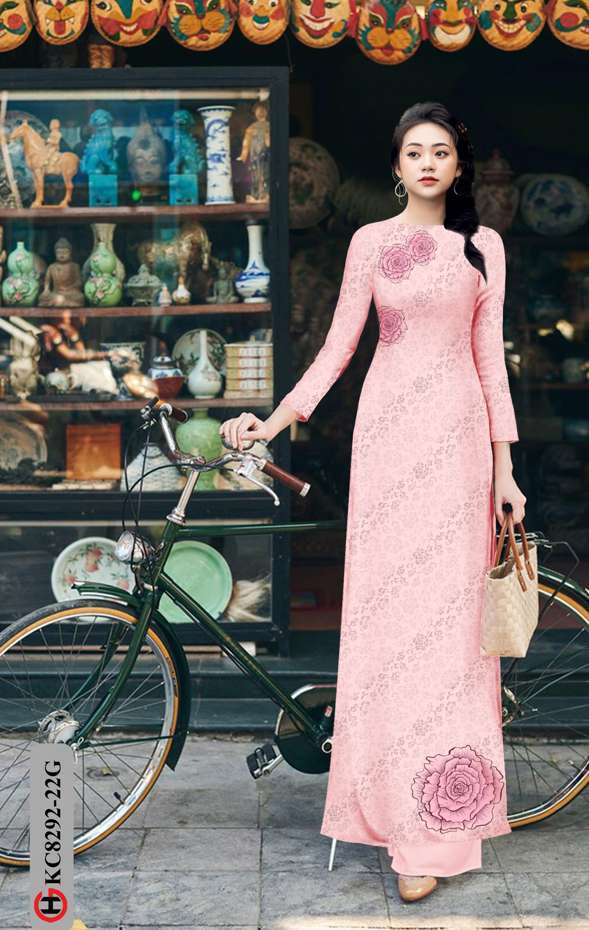 Vải Áo Dài Hoa Hồng Độc Đáo AD KC8292 41 Vải Áo Dài Hoa Hồng Độc Đáo AD KC8292