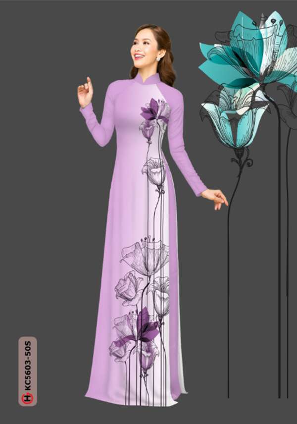 Vải Áo Dài Hoa In 3D Mới Ra AD KC5603 35 Vải Áo Dài Hoa In 3D Mới Ra AD KC5603