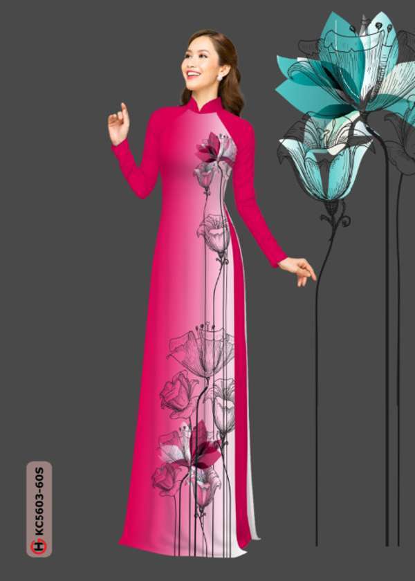 Vải Áo Dài Hoa In 3D Mới Ra AD KC5603 36 Vải Áo Dài Hoa In 3D Mới Ra AD KC5603