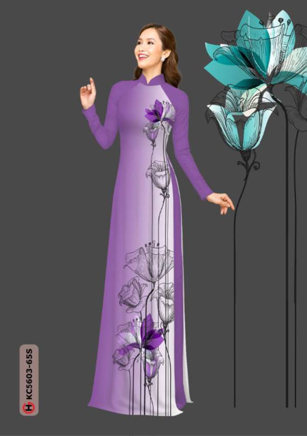 Vải Áo Dài Hoa In 3D Mới Ra AD KC5603 38 Vải Áo Dài Hoa In 3D Mới Ra AD KC5603