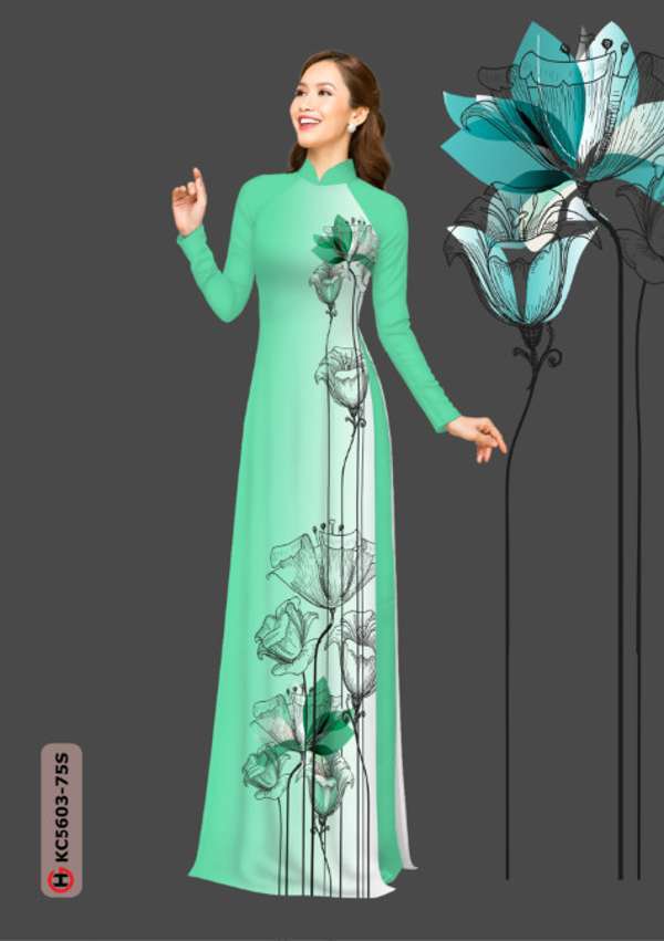 Vải Áo Dài Hoa In 3D Mới Ra AD KC5603 40 Vải Áo Dài Hoa In 3D Mới Ra AD KC5603