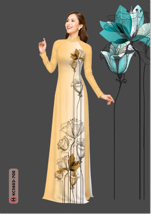 Vải Áo Dài Hoa In 3D Mới Ra AD KC5603 39 Vải Áo Dài Hoa In 3D Mới Ra AD KC5603