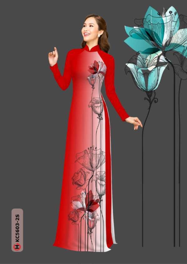 Vải Áo Dài Hoa In 3D Mới Ra AD KC5603 44 Vải Áo Dài Hoa In 3D Mới Ra AD KC5603