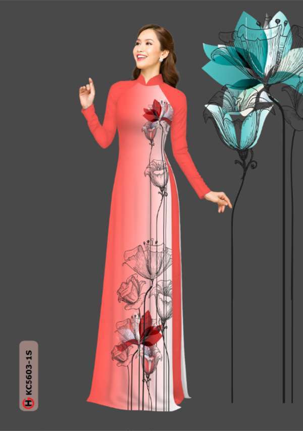 Vải Áo Dài Hoa In 3D Mới Ra AD KC5603 42 Vải Áo Dài Hoa In 3D Mới Ra AD KC5603