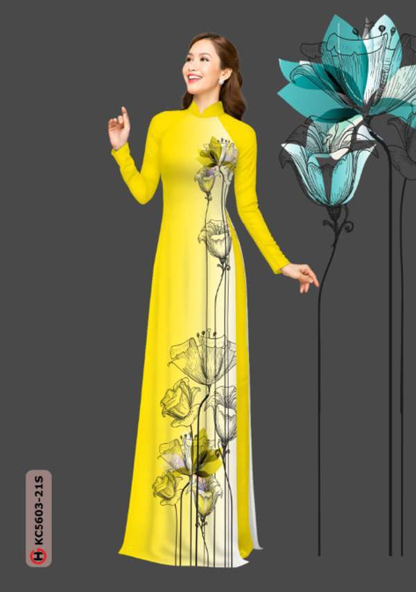 Vải Áo Dài Hoa In 3D Mới Ra AD KC5603 45 Vải Áo Dài Hoa In 3D Mới Ra AD KC5603