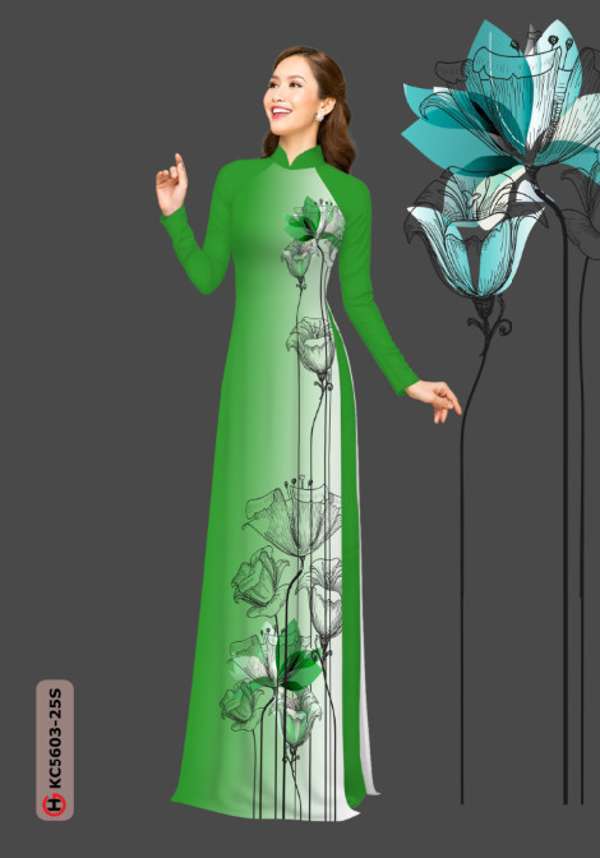 Vải Áo Dài Hoa In 3D Mới Ra AD KC5603 46 Vải Áo Dài Hoa In 3D Mới Ra AD KC5603