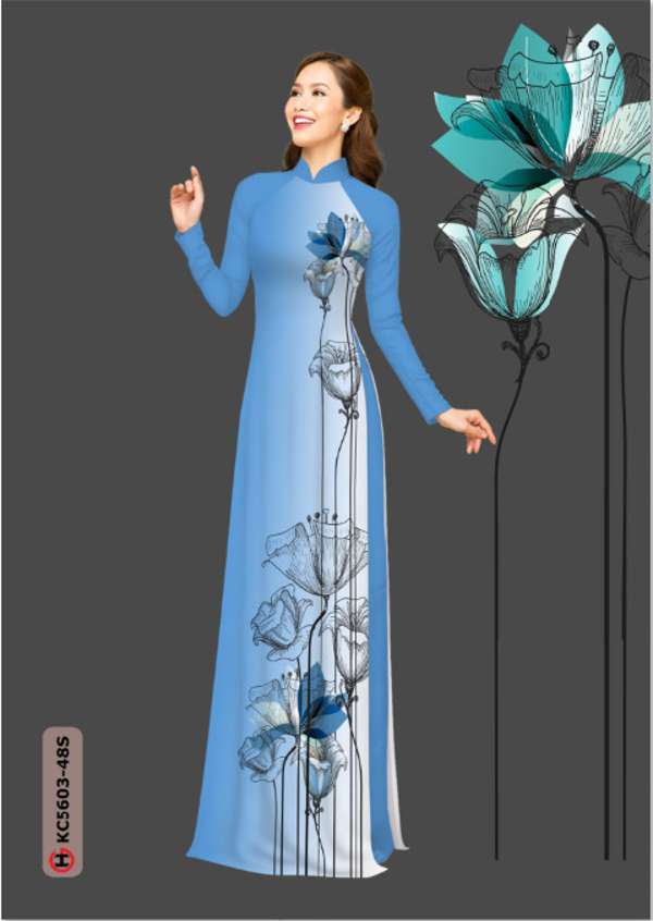 Vải Áo Dài Hoa In 3D Mới Ra AD KC5603 49 Vải Áo Dài Hoa In 3D Mới Ra AD KC5603