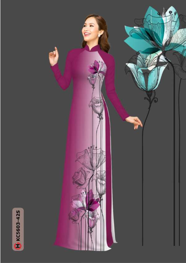 Vải Áo Dài Hoa In 3D Mới Ra AD KC5603 48 Vải Áo Dài Hoa In 3D Mới Ra AD KC5603