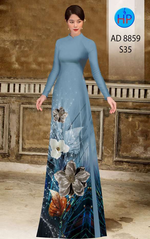 Vải Áo Dài Hoa In 3D Mới Ra AD 8859 40 Vải Áo Dài Hoa In 3D Mới Ra AD 8859