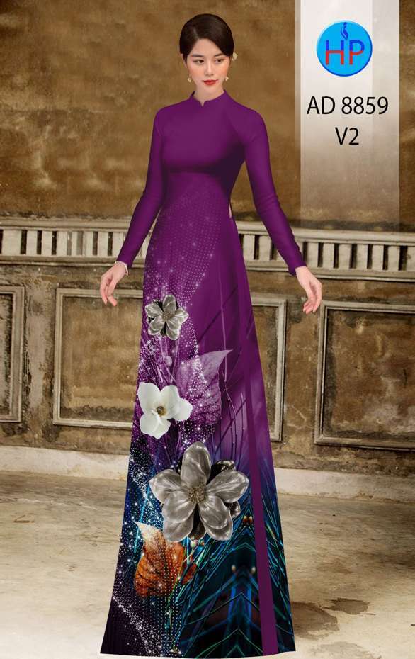 Vải Áo Dài Hoa In 3D Mới Ra AD 8859 45 Vải Áo Dài Hoa In 3D Mới Ra AD 8859