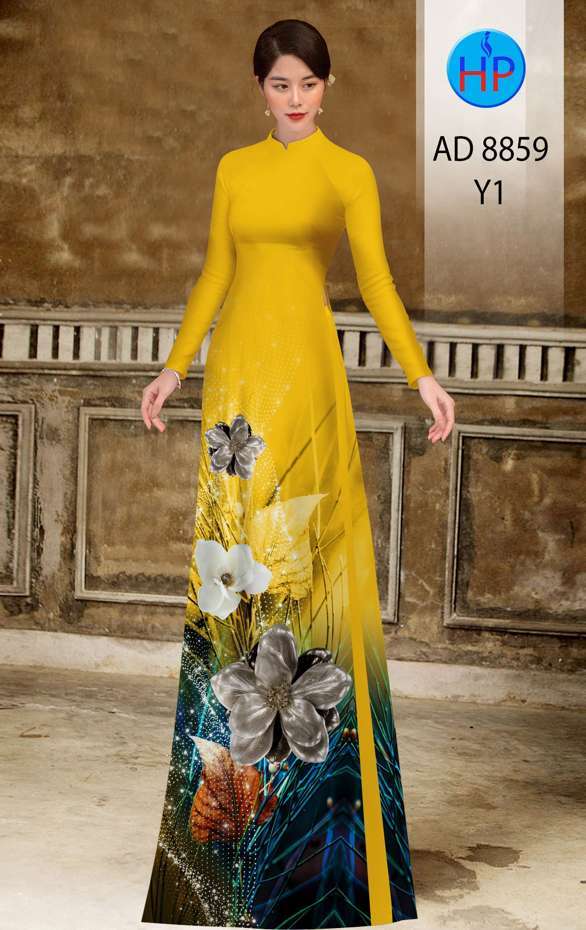 Vải Áo Dài Hoa In 3D Mới Ra AD 8859 47 Vải Áo Dài Hoa In 3D Mới Ra AD 8859