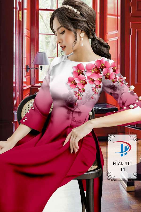 Vải Áo Dài Hoa In 3D Kiểu Mới AD NTAD411 41 Vải Áo Dài Hoa In 3D Kiểu Mới AD NTAD411
