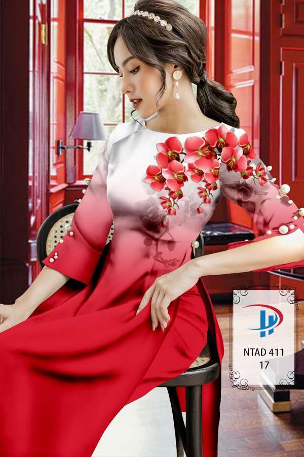 Vải Áo Dài Hoa In 3D Kiểu Mới AD NTAD411 44 Vải Áo Dài Hoa In 3D Kiểu Mới AD NTAD411