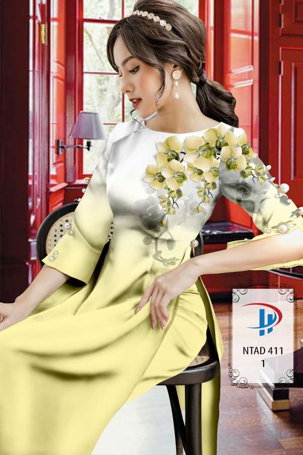 Vải Áo Dài Hoa In 3D Kiểu Mới AD NTAD411 48 Vải Áo Dài Hoa In 3D Kiểu Mới AD NTAD411