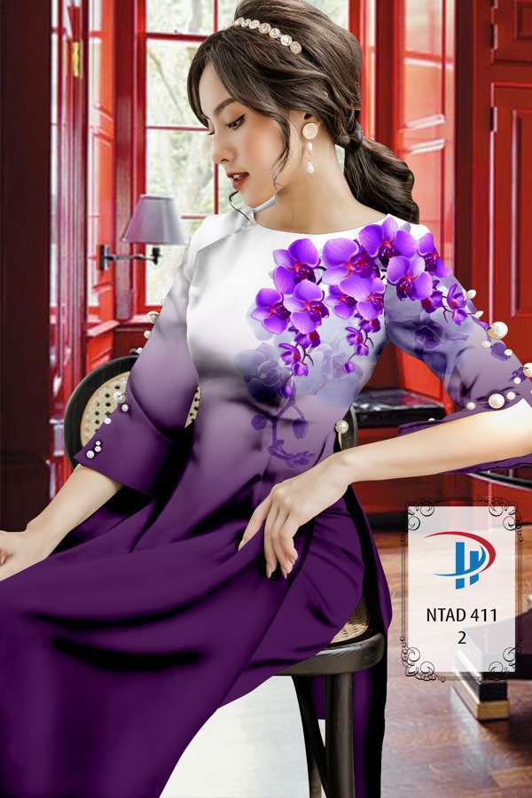 Vải Áo Dài Hoa In 3D Kiểu Mới AD NTAD411 49 Vải Áo Dài Hoa In 3D Kiểu Mới AD NTAD411