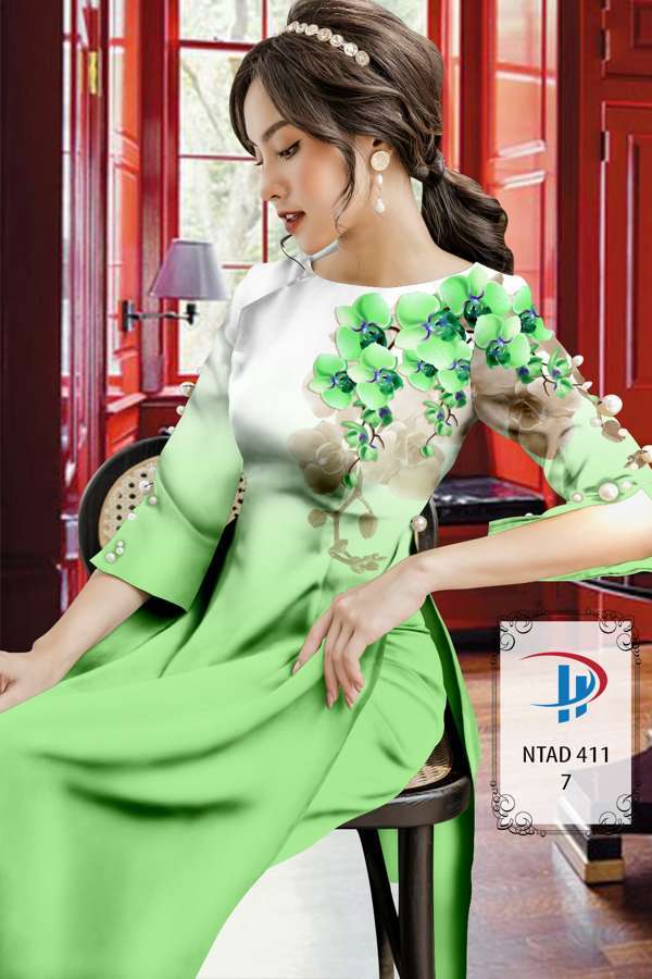 Vải Áo Dài Hoa In 3D Kiểu Mới AD NTAD411 53 Vải Áo Dài Hoa In 3D Kiểu Mới AD NTAD411