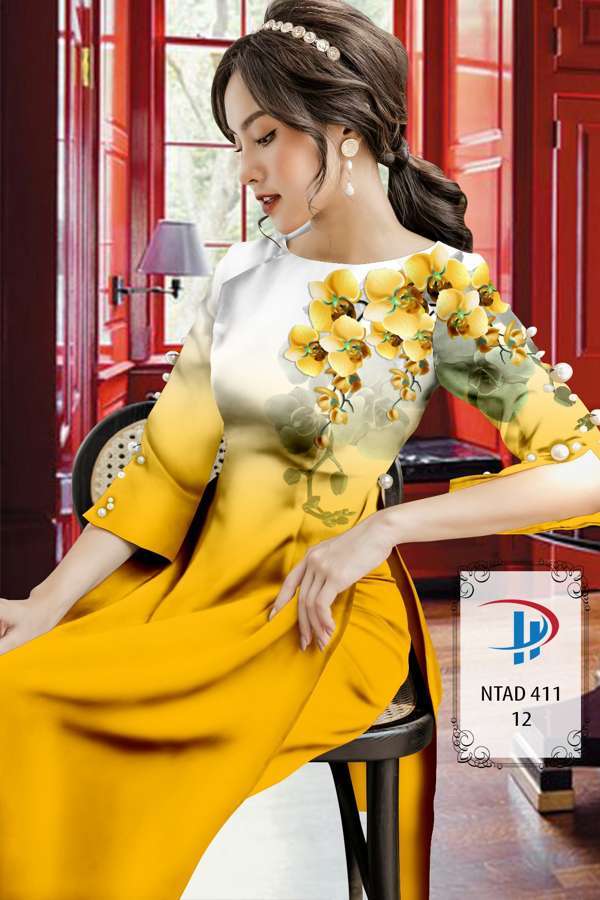 Vải Áo Dài Hoa In 3D Kiểu Mới AD NTAD411 58 Vải Áo Dài Hoa In 3D Kiểu Mới AD NTAD411
