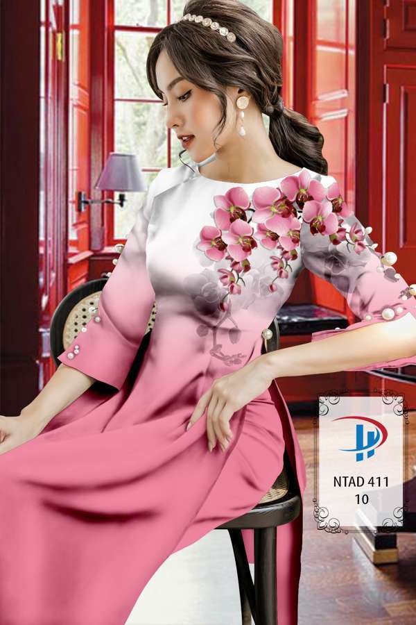 Vải Áo Dài Hoa In 3D Kiểu Mới AD NTAD411 56 Vải Áo Dài Hoa In 3D Kiểu Mới AD NTAD411