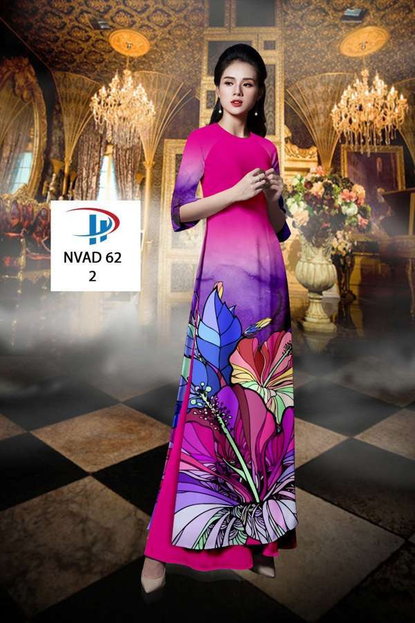 Vải Áo Dài Hoa Dâm Bụt Độc Đáo AD NVAD62 64 Vải Áo Dài Hoa Dâm Bụt Độc Đáo AD NVAD62