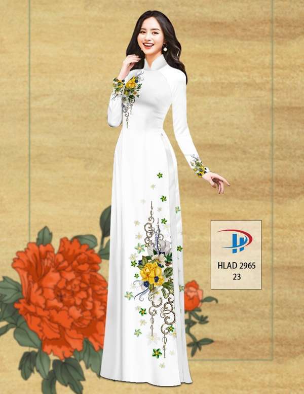 Vải Áo Dài Hoa In 3D Độc Đáo AD HLAD2965 55 Vải Áo Dài Hoa In 3D Độc Đáo AD HLAD2965