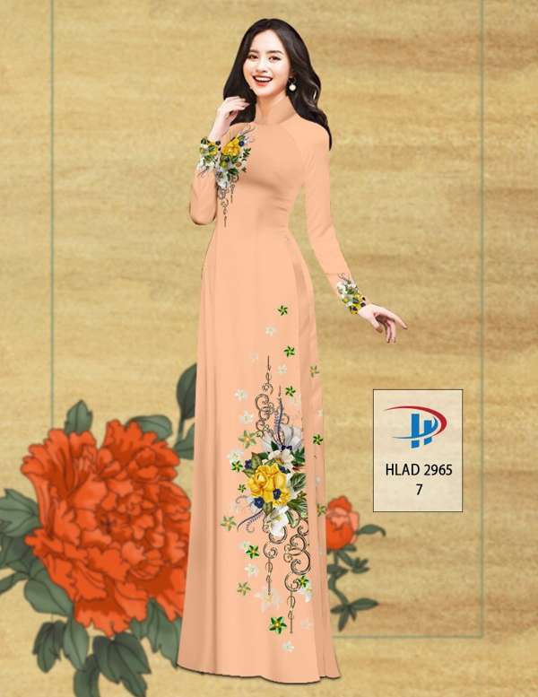 Vải Áo Dài Hoa In 3D Độc Đáo AD HLAD2965 65 Vải Áo Dài Hoa In 3D Độc Đáo AD HLAD2965