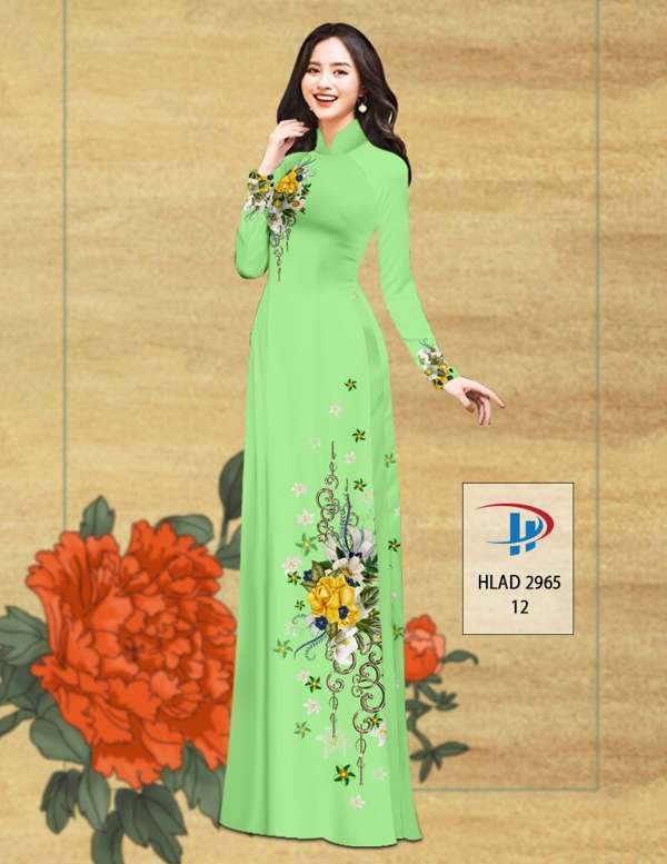 Vải Áo Dài Hoa In 3D Độc Đáo AD HLAD2965 68 Vải Áo Dài Hoa In 3D Độc Đáo AD HLAD2965