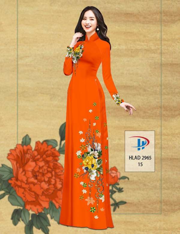 Vải Áo Dài Hoa In 3D Độc Đáo AD HLAD2965 71 Vải Áo Dài Hoa In 3D Độc Đáo AD HLAD2965