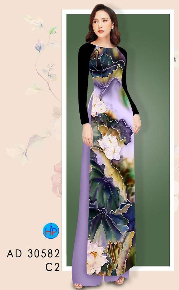 Vải Áo Dài Hoa Sen Độc Đáo AD 30582