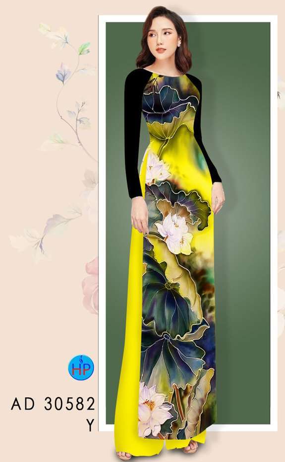 Vải Áo Dài Hoa Sen Độc Đáo AD 30582