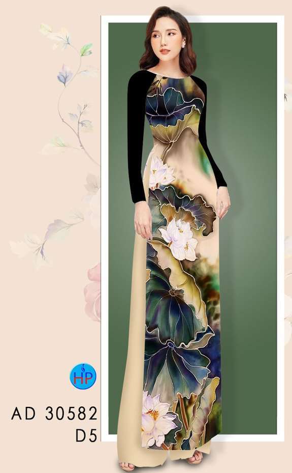 Vải Áo Dài Hoa Sen Độc Đáo AD 30582