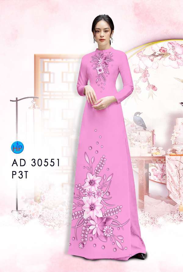 Vải Áo Dài Hoa In 3D Thiết Kế 2021 AD 30551 40 Vải Áo Dài Hoa In 3D Thiết Kế 2021 AD 30551