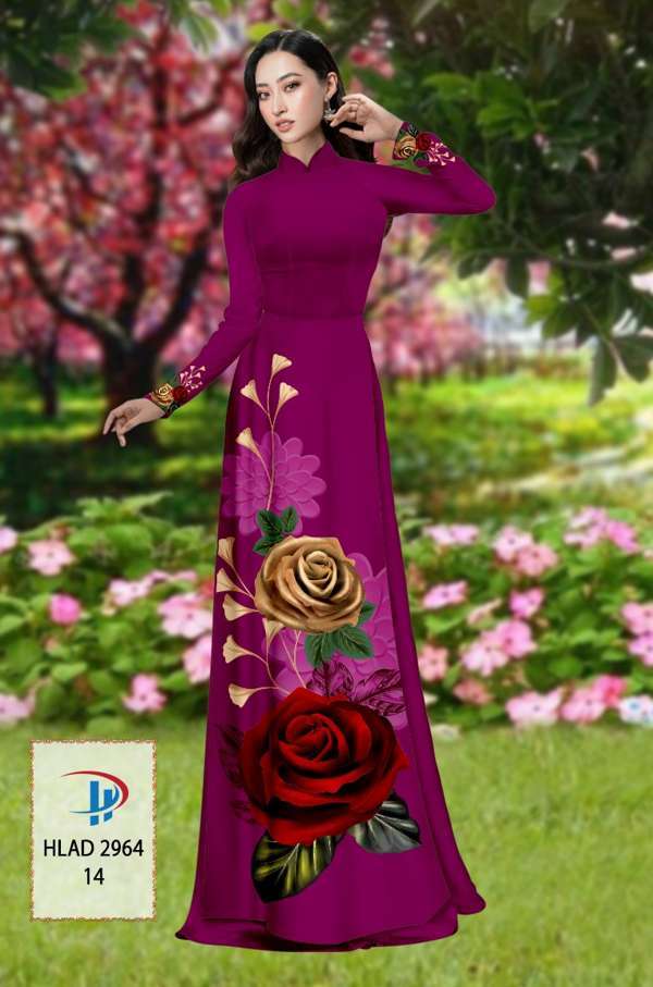 Vải Áo Dài Hoa Hồng Thiết Kế 2021 AD HLAD2964 52 Vải Áo Dài Hoa Hồng Thiết Kế 2021 AD HLAD2964