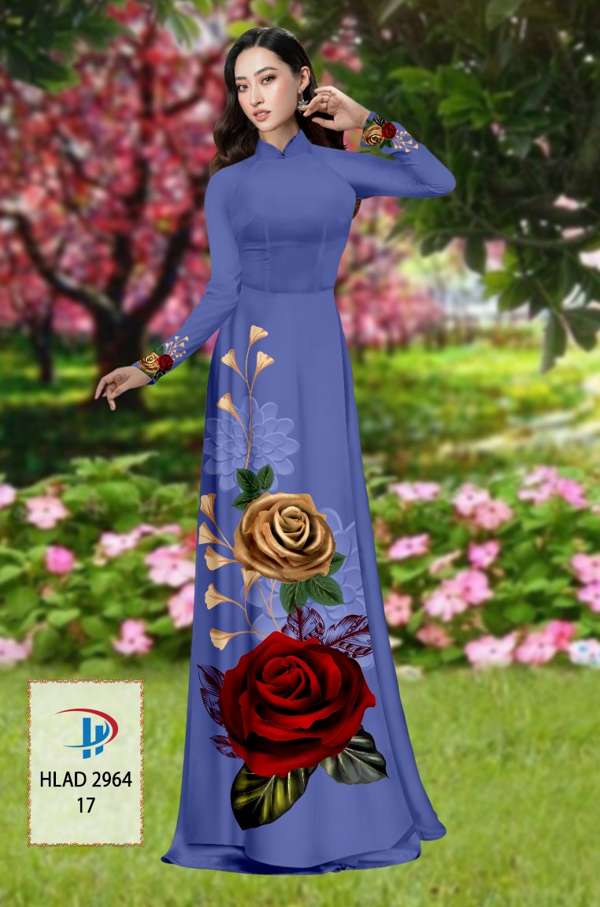 Vải Áo Dài Hoa Hồng Thiết Kế 2021 AD HLAD2964 55 Vải Áo Dài Hoa Hồng Thiết Kế 2021 AD HLAD2964