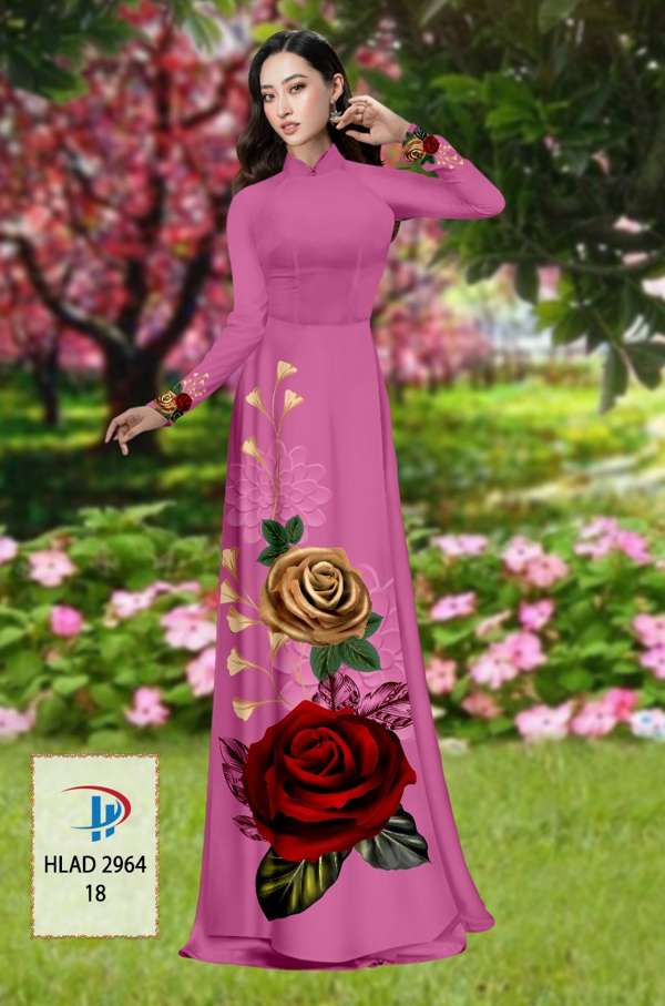 Vải Áo Dài Hoa Hồng Thiết Kế 2021 AD HLAD2964 56 Vải Áo Dài Hoa Hồng Thiết Kế 2021 AD HLAD2964