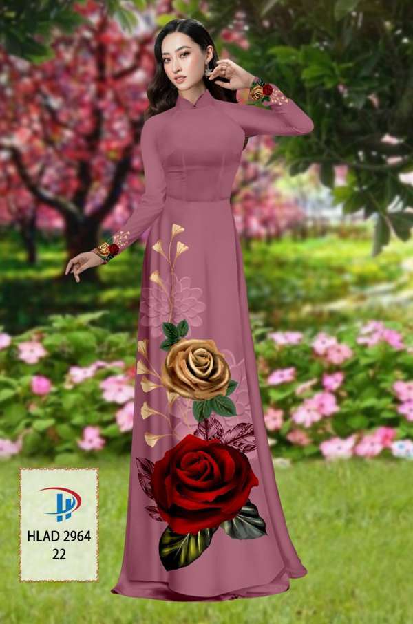 Vải Áo Dài Hoa Hồng Thiết Kế 2021 AD HLAD2964 60 Vải Áo Dài Hoa Hồng Thiết Kế 2021 AD HLAD2964