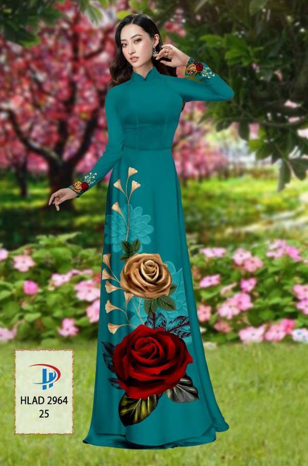 Vải Áo Dài Hoa Hồng Thiết Kế 2021 AD HLAD2964 64 Vải Áo Dài Hoa Hồng Thiết Kế 2021 AD HLAD2964