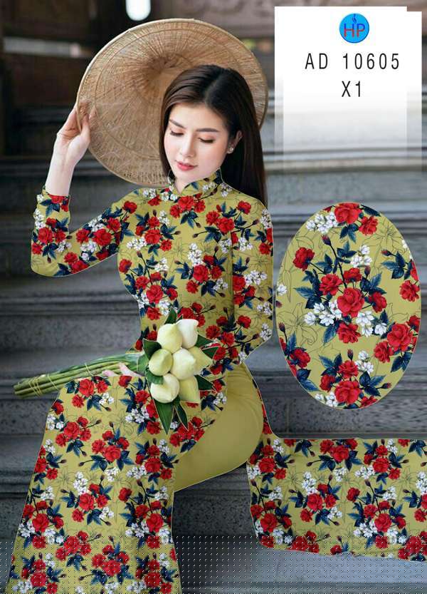 Vải Áo Dài Hoa Hồng Đều Mới Ra AD 10605 37 Vải Áo Dài Hoa Hồng Đều Mới Ra AD 10605