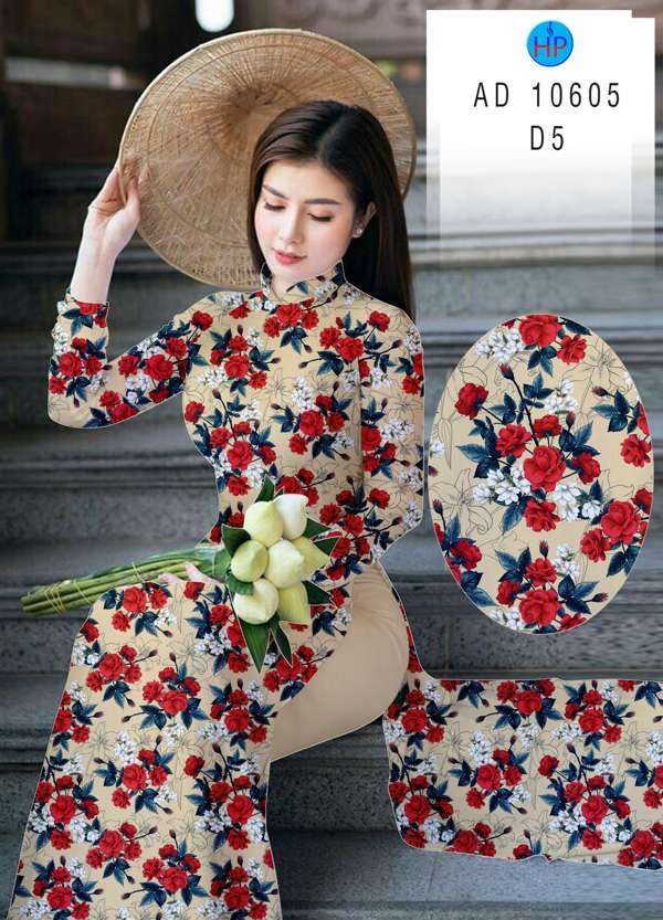 Vải Áo Dài Hoa Hồng Đều Mới Ra AD 10605 42 Vải Áo Dài Hoa Hồng Đều Mới Ra AD 10605