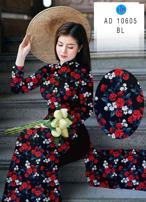 Vải Áo Dài Hoa Hồng Đều Mới Ra AD 10605 40 Vải Áo Dài Hoa Hồng Đều Mới Ra AD 10605