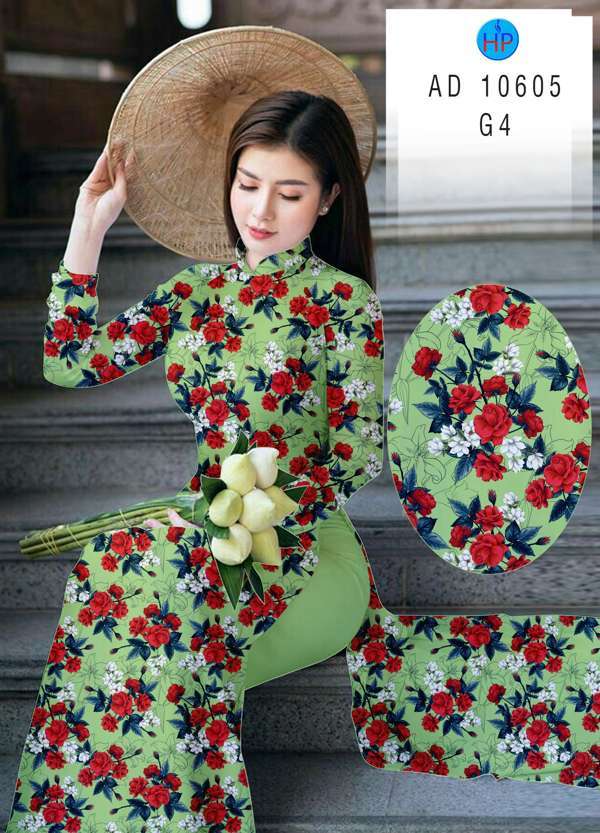 Vải Áo Dài Hoa Hồng Đều Mới Ra AD 10605 46 Vải Áo Dài Hoa Hồng Đều Mới Ra AD 10605