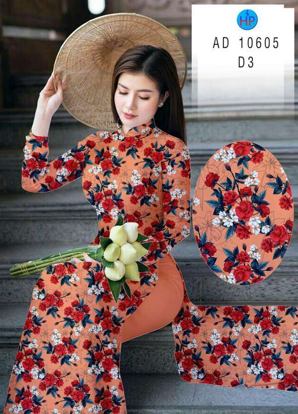 Vải Áo Dài Hoa Hồng Đều Mới Ra AD 10605 44 Vải Áo Dài Hoa Hồng Đều Mới Ra AD 10605
