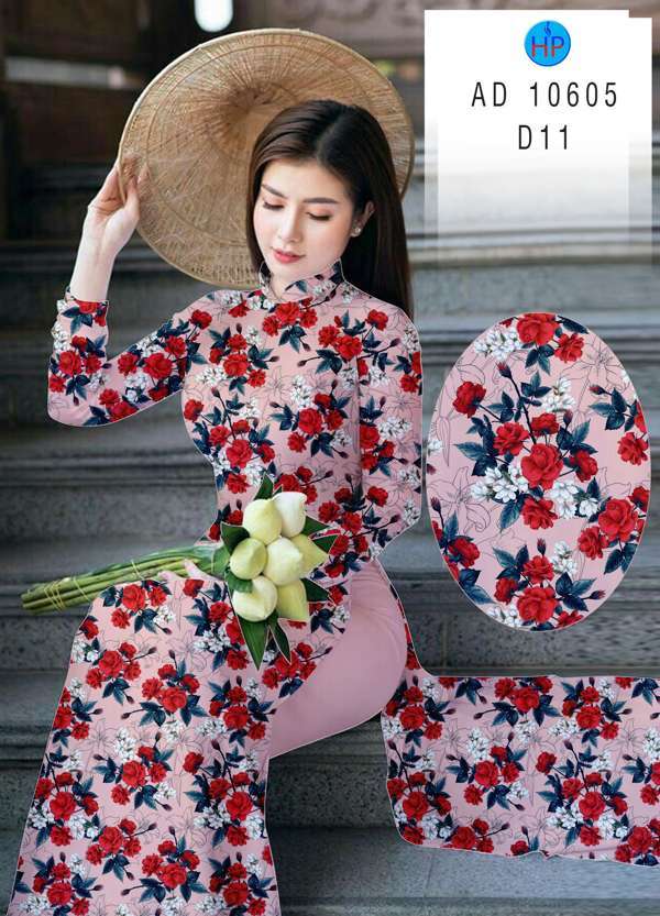 Vải Áo Dài Hoa Hồng Đều Mới Ra AD 10605 43 Vải Áo Dài Hoa Hồng Đều Mới Ra AD 10605