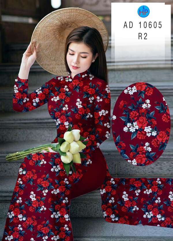 Vải Áo Dài Hoa Hồng Đều Mới Ra AD 10605 50 Vải Áo Dài Hoa Hồng Đều Mới Ra AD 10605