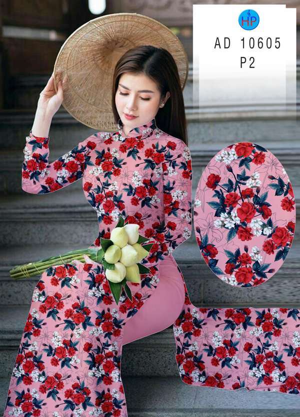 Vải Áo Dài Hoa Hồng Đều Mới Ra AD 10605 49 Vải Áo Dài Hoa Hồng Đều Mới Ra AD 10605