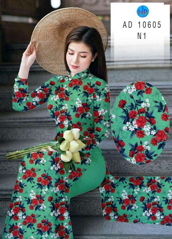 Vải Áo Dài Hoa Hồng Đều Mới Ra AD 10605 47 Vải Áo Dài Hoa Hồng Đều Mới Ra AD 10605