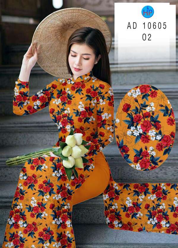 Vải Áo Dài Hoa Hồng Đều Mới Ra AD 10605 48 Vải Áo Dài Hoa Hồng Đều Mới Ra AD 10605