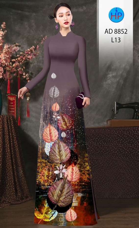 Vải Áo Dài In Hình Lá Độc Đáo AD 8852